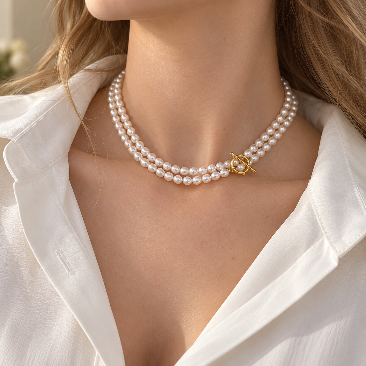 Long 4mm Freshwater Pearl Lariat Necklace in 14K Gold – image 6