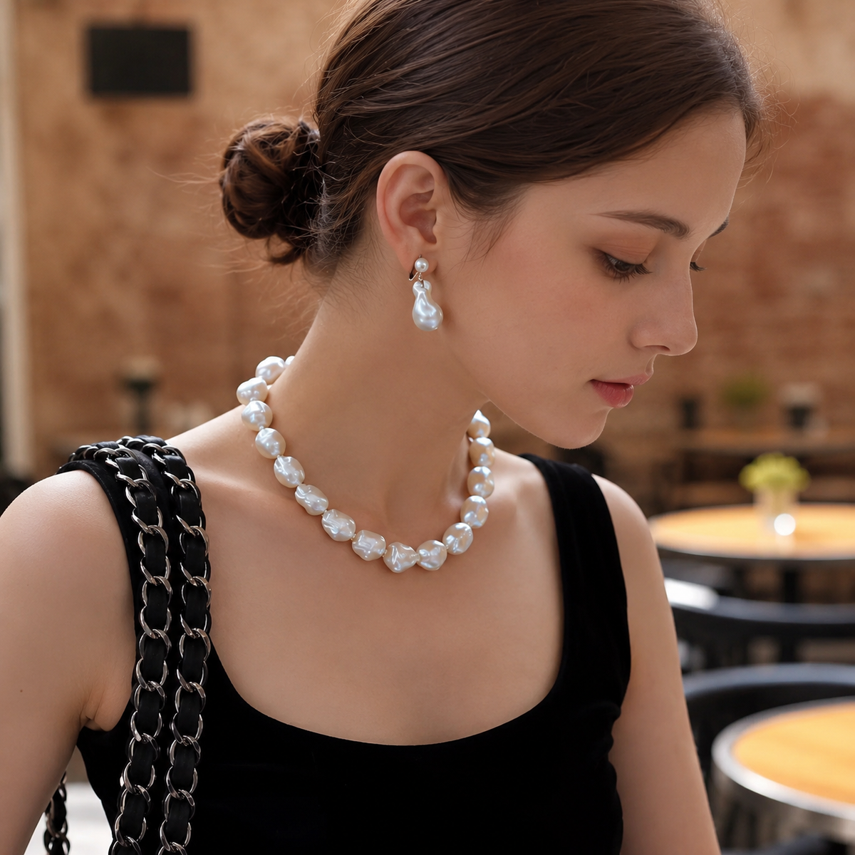 Aurelia 20–23mm Aurora Baroque Freshwater Pearl Statement Necklace in Sterling Silver
