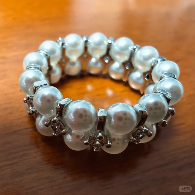 Close-up of cluster high-lustre freshwater pearl ring for anniversary dinners