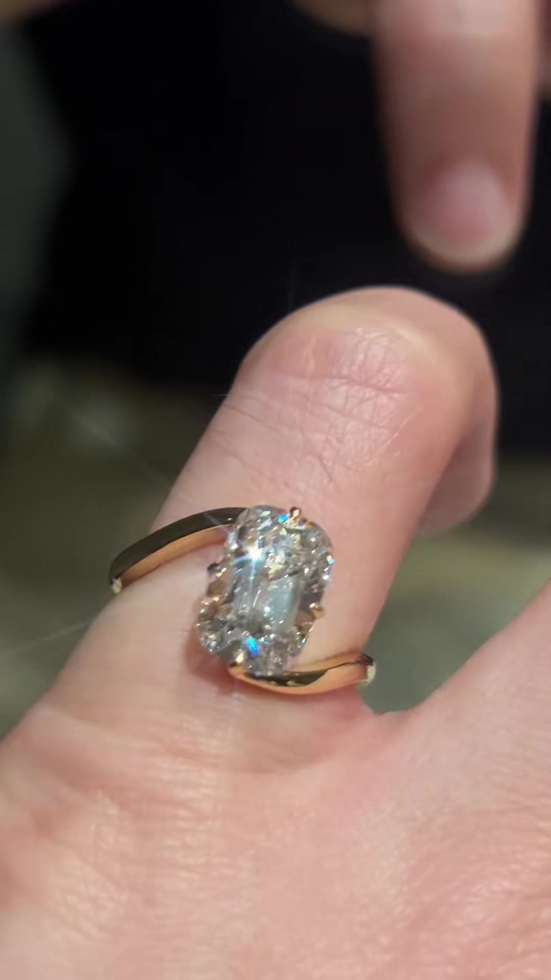 Close-up of lab-grown diamond old mine cushion engagement ring for vintage-inspired proposals