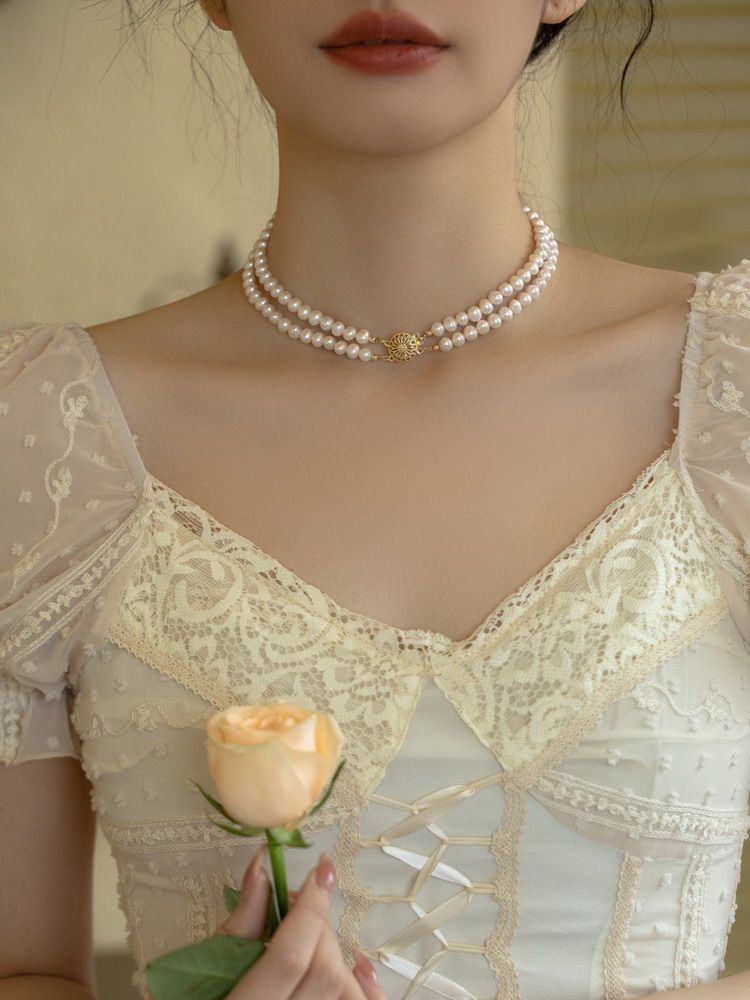 Opaline 7mm Freshwater Pearl Double-Strand Necklace in Sterling Silver