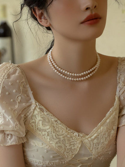 Opaline 7mm Freshwater Pearl Double-Strand Necklace in Sterling Silver