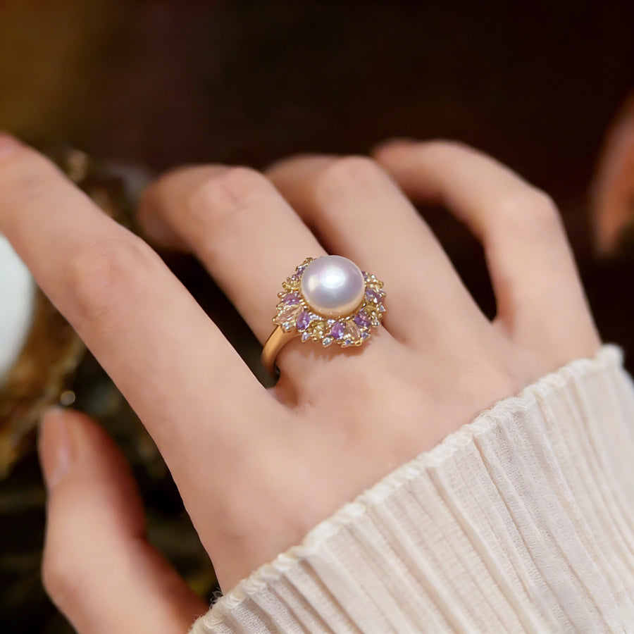 Pastel Halo Freshwater Pearl Statement Ring