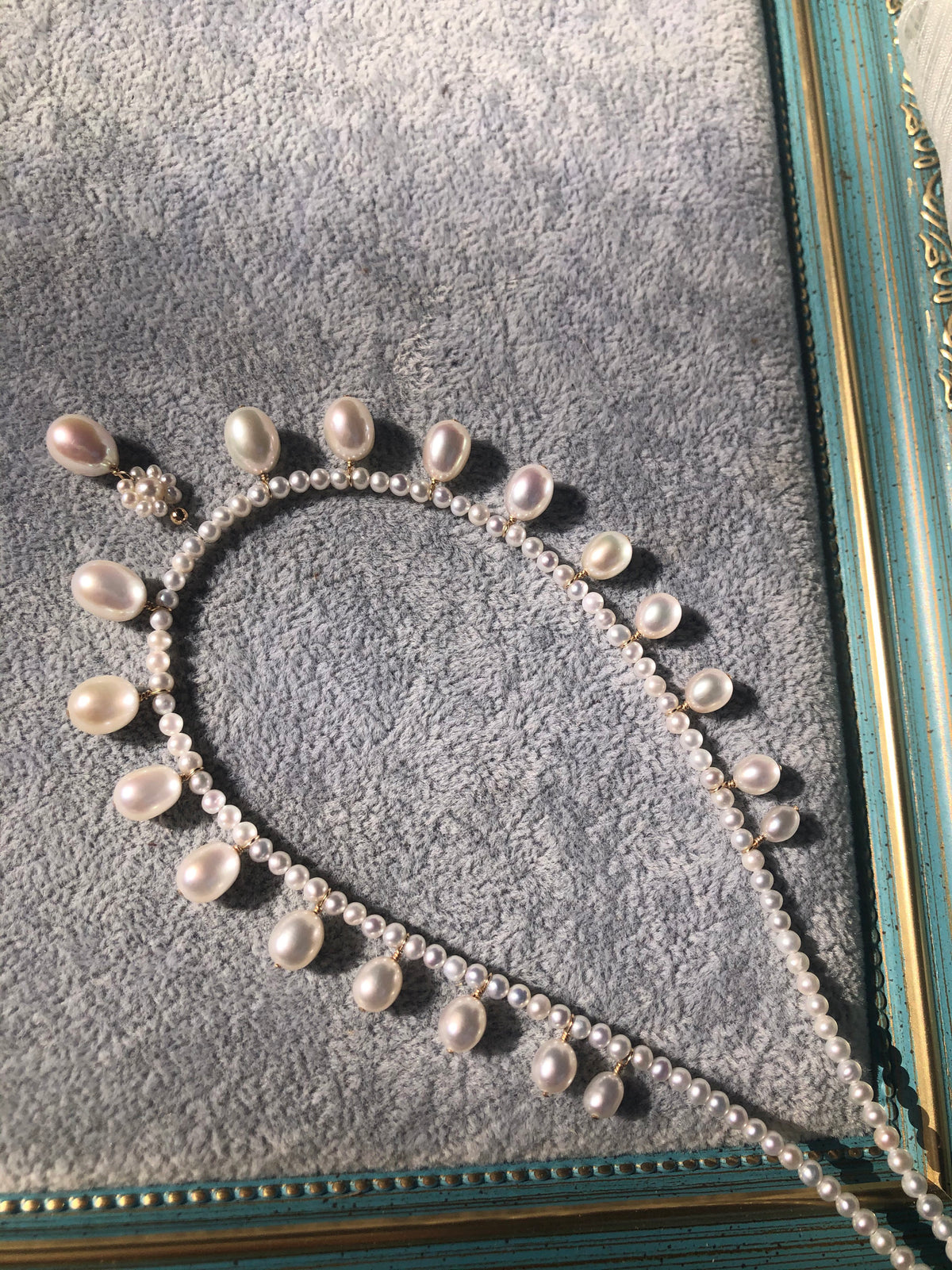 Belle 9mm Freshwater Pearl Drop Accent Necklace in Sterling Silver