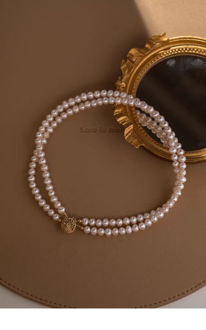 Opaline 7mm Freshwater Pearl Double-Strand Necklace in Sterling Silver