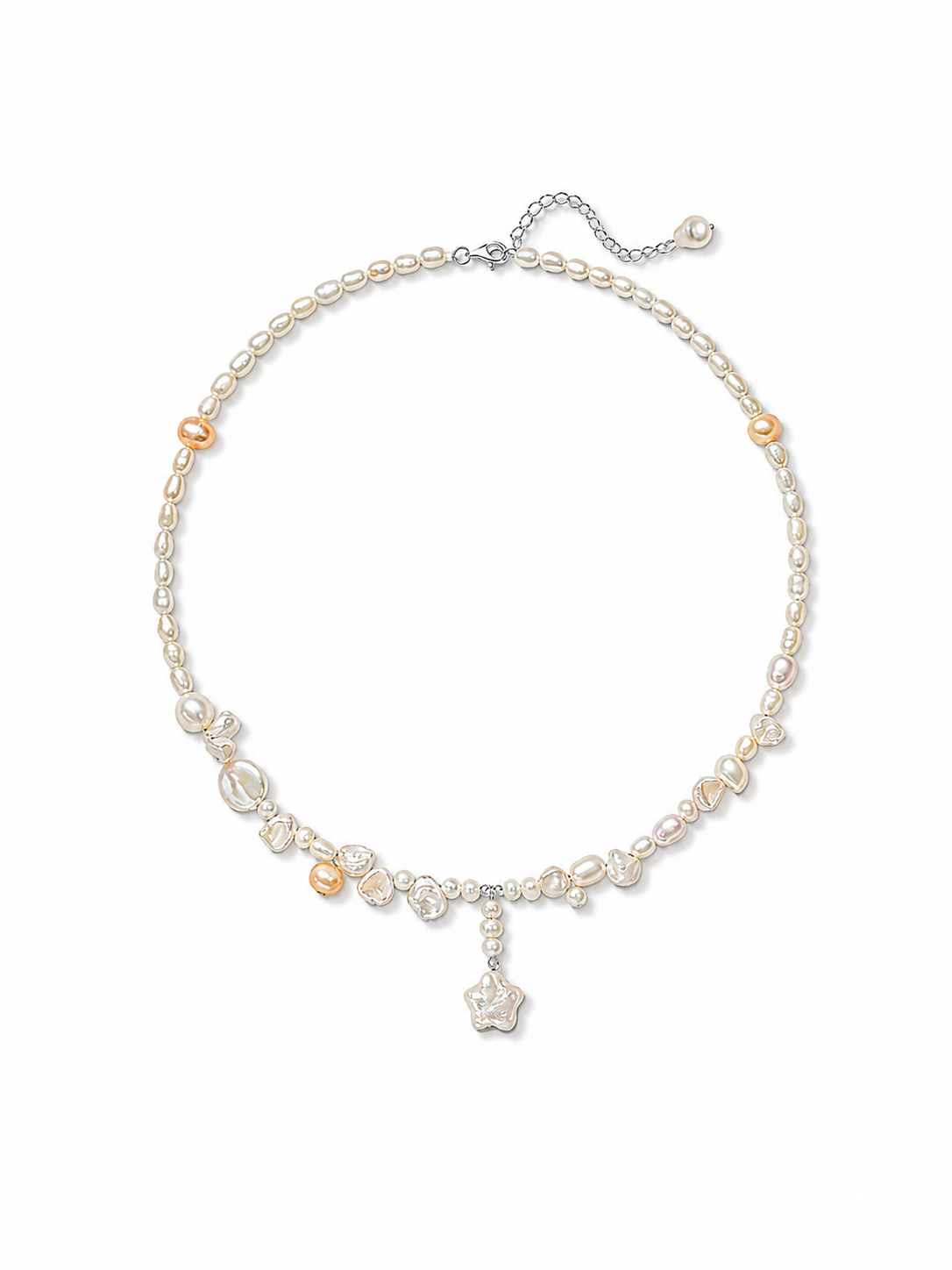 Noémie 7mm Freshwater Pearl Charm Necklace in Sterling Silver