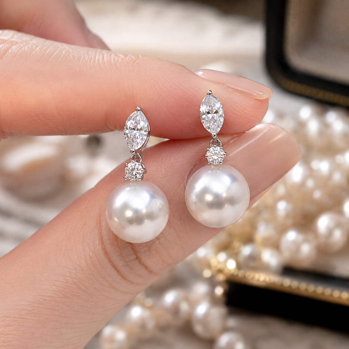 Lumière Akoya Pearl & Diamond Drop Earrings