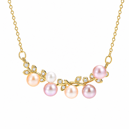 Éclat Süßwasserperlen-Collier aus 14K Gold mit Zirkonia