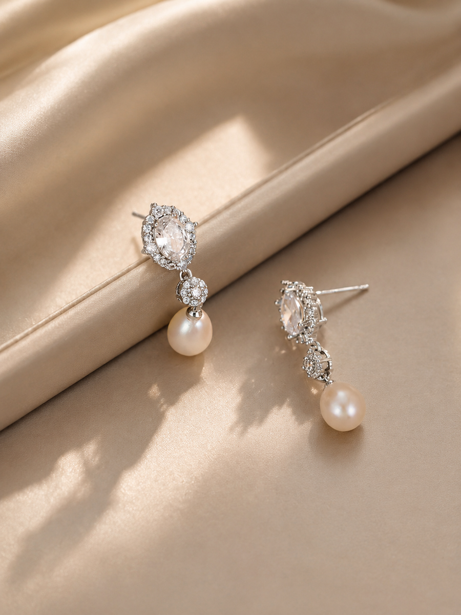 Iridescent Freshwater Pearl Drop Earrings