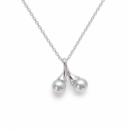 Elara Double Akoya Pearl Pendant Necklace