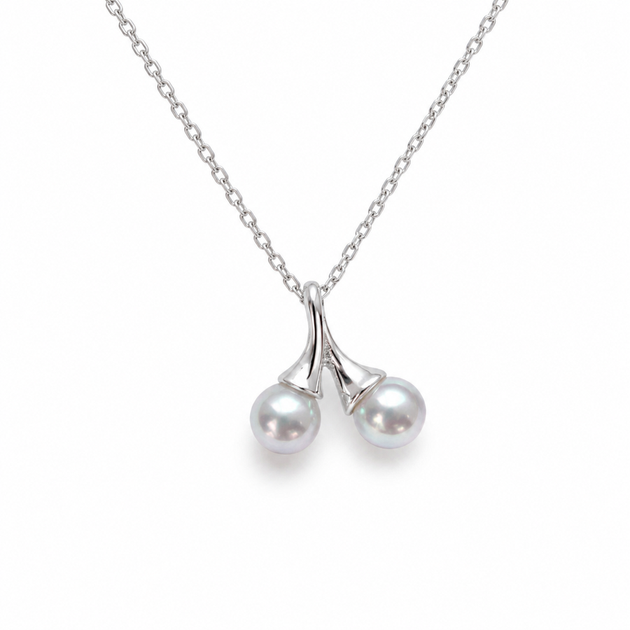 Elara Double Akoya Pearl Pendant Necklace