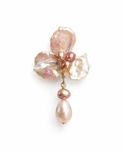 Blumenohrringe Damen mit Barockperlen & Perlenanhänger