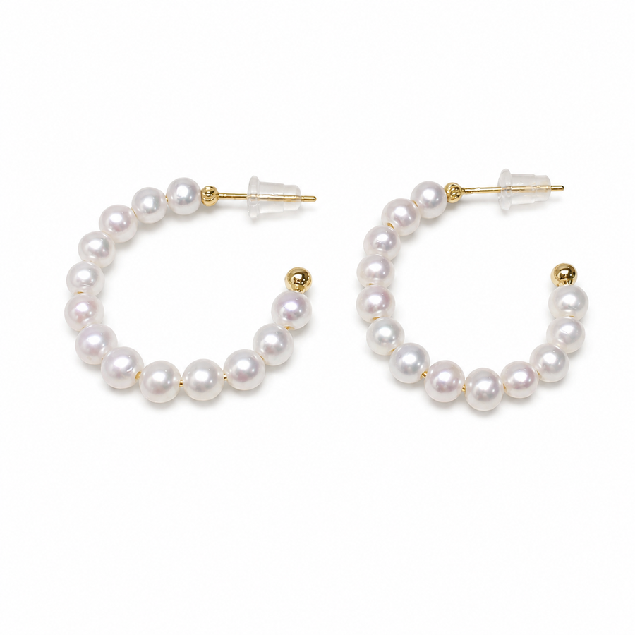 Hoop Earrings with Natural Freshwater Pearls