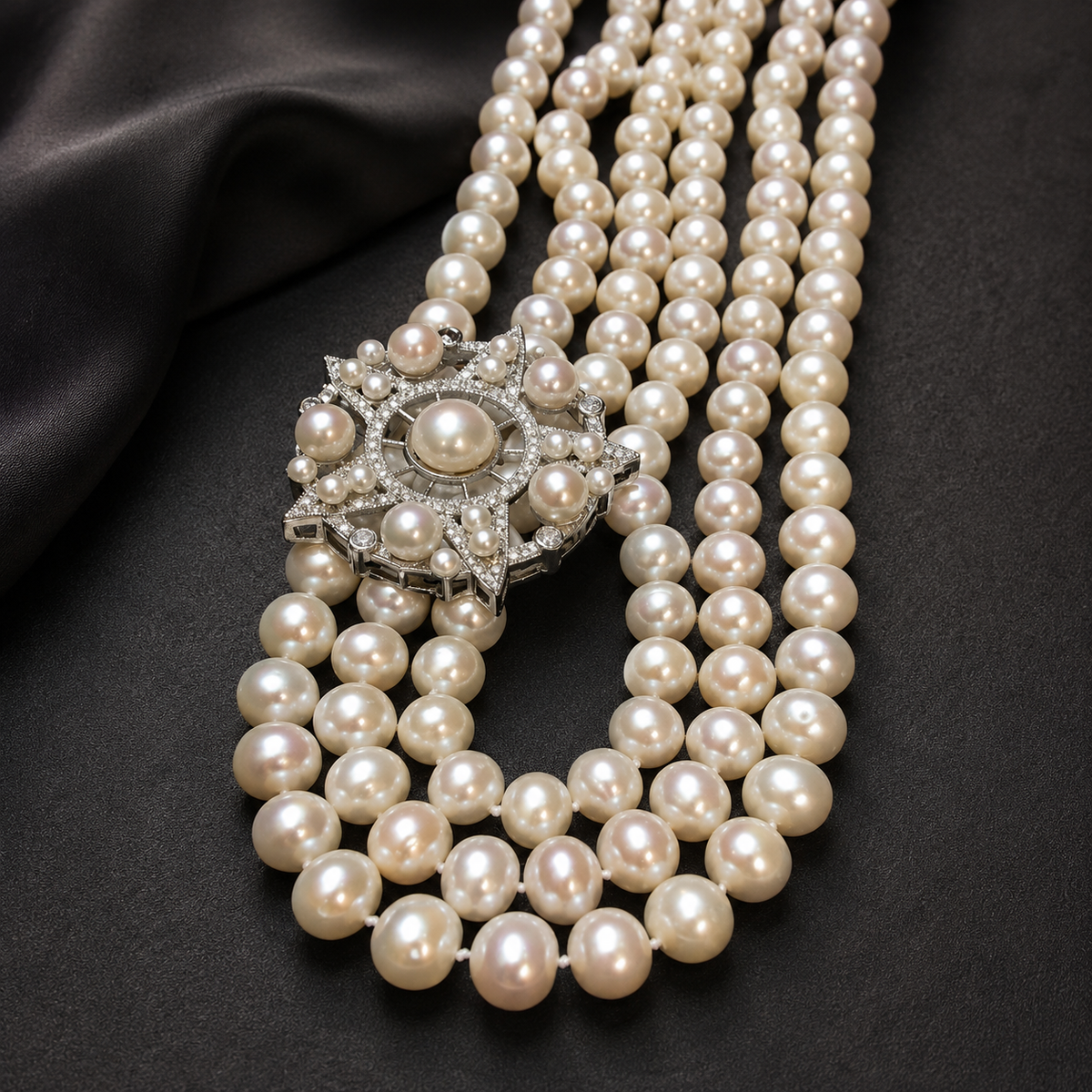 9mm Three-Strand Freshwater Pearl Necklace for Women | OREVIELLE