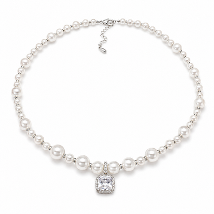Celeste 8mm Akoya Pearl Cubic Zirconia Pendant Necklace