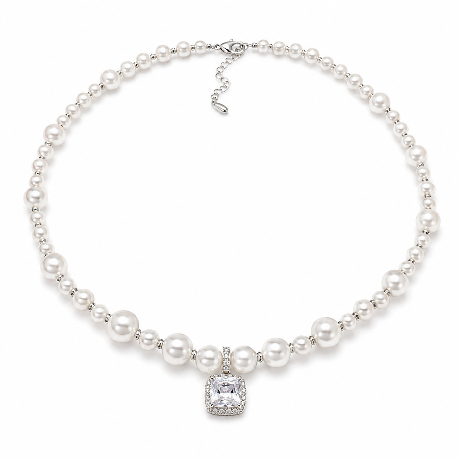 Celeste 8mm Akoya Pearl Cubic Zirconia Pendant Necklace