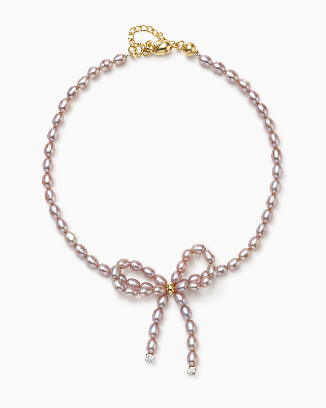 Rosa Perlenarmband Damen mit Süßwasserperlen & Schleifenmotiv