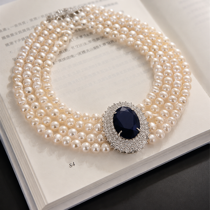Nocturne Blue Multi-Strand Pearl Choker