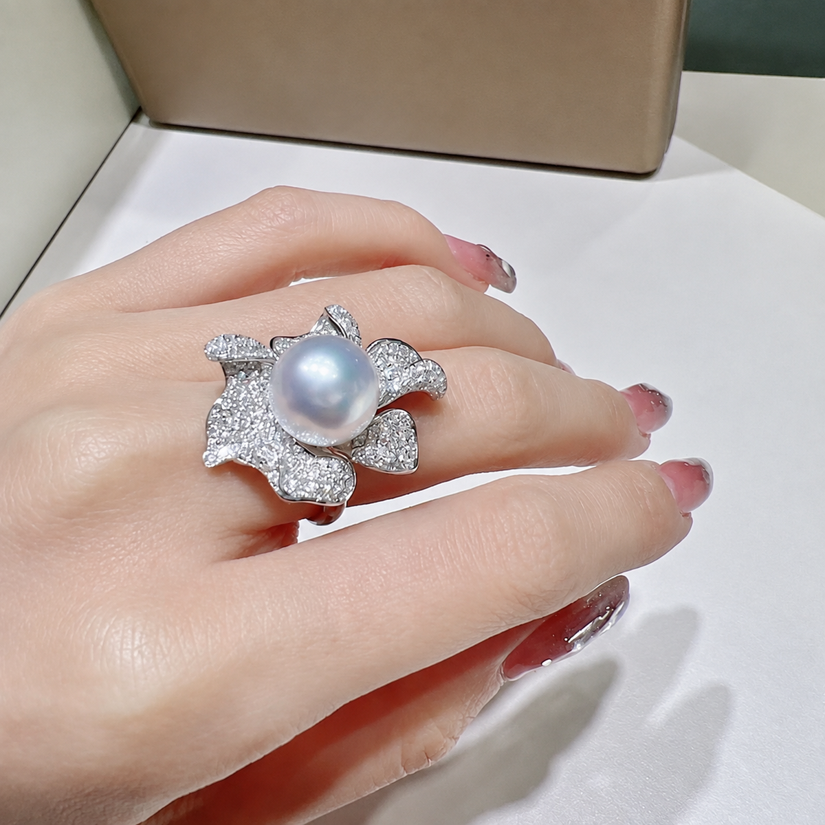 Pastel Halo Freshwater Pearl Statement Ring