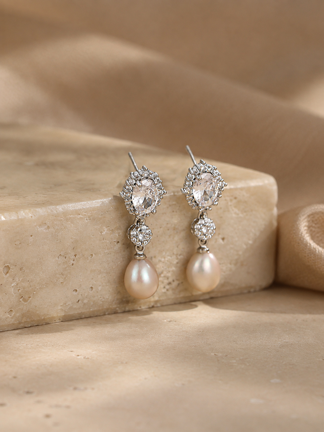 Iridescent Freshwater Pearl Drop Earrings