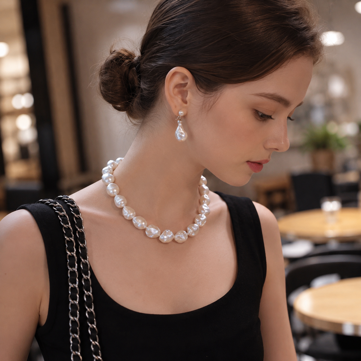 Aurelia 20–23mm Aurora Baroque Freshwater Pearl Statement Necklace in Sterling Silver