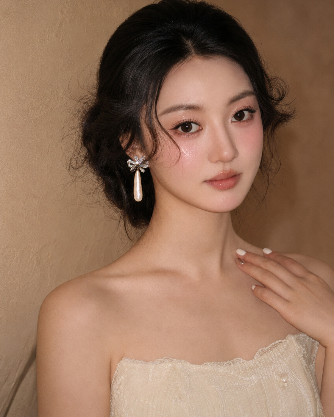 Elongated Baroque Pearl Bow Drop Earrings