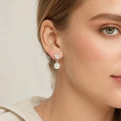 Serena Double Akoya Pearl Drop Earrings
