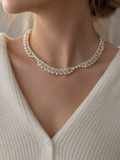 Lumière 3mm Freshwater Pearl & Cubic Zirconia Necklace in Sterling Silver