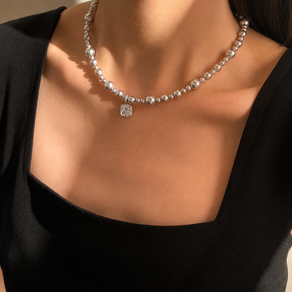 Celeste 8mm Akoya Pearl Cubic Zirconia Pendant Necklace