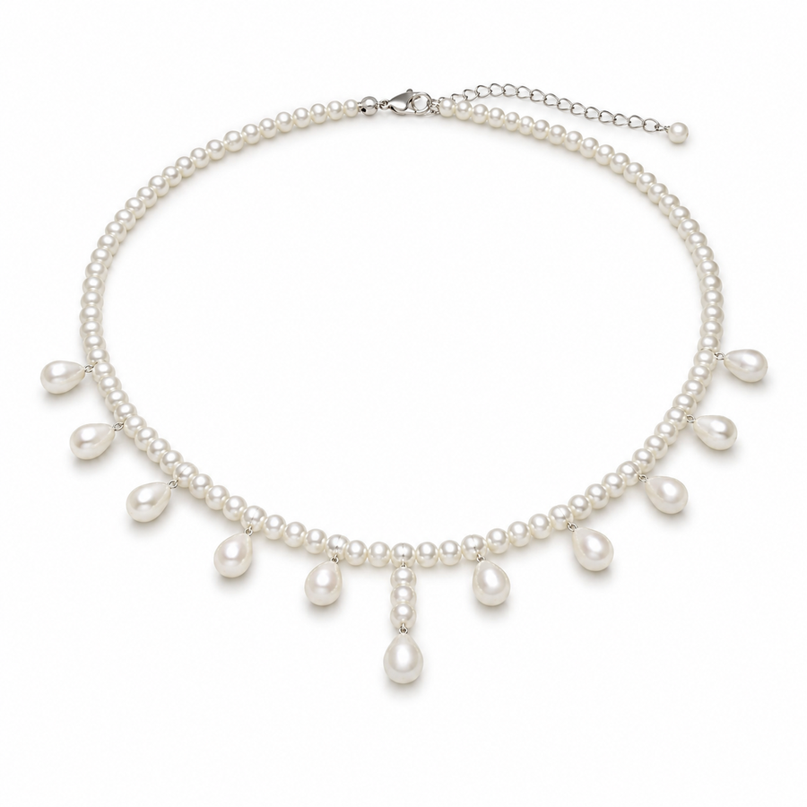Short Pink-Purple Freshwater Pearl Necklace, 4 & 7 mm