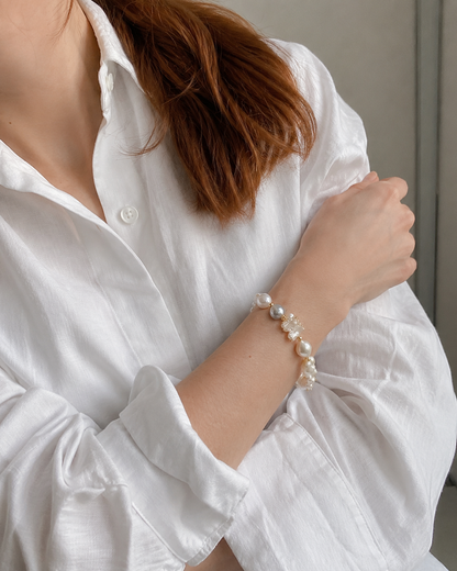 Barockperlen-Armband Damen mit Süßwasserperlen – goldfarbene Details