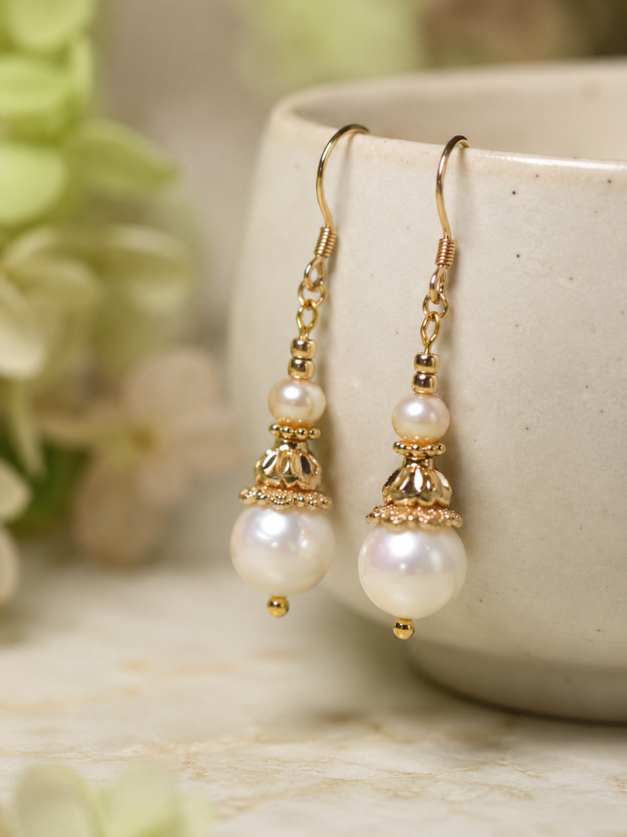 Vintage-Inspired Freshwater Pearl Drop Earrings