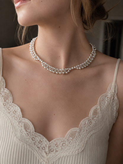 Lumière 3mm Freshwater Pearl & Cubic Zirconia Necklace in Sterling Silver