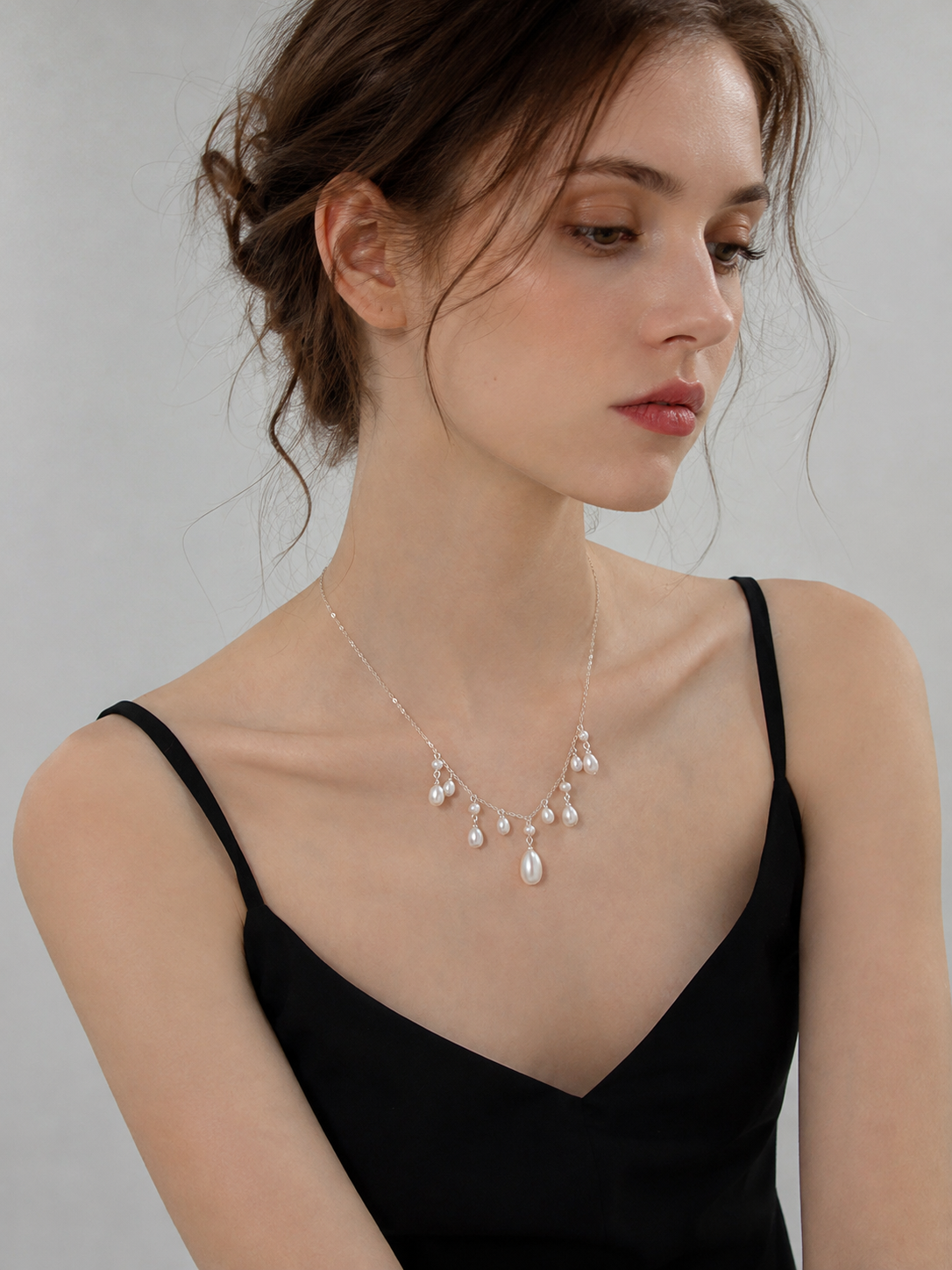 Maris 20mm Freshwater Pearl Station Necklace in Sterling Silver