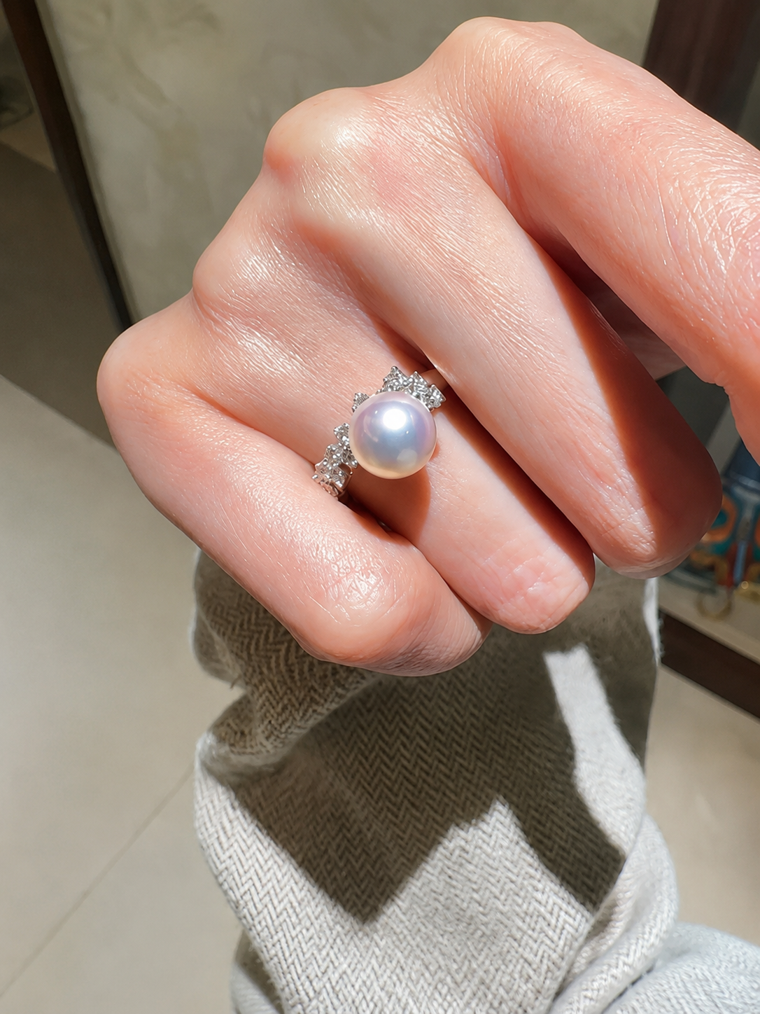 Celestial Akoya Pearl Adjustable Ring