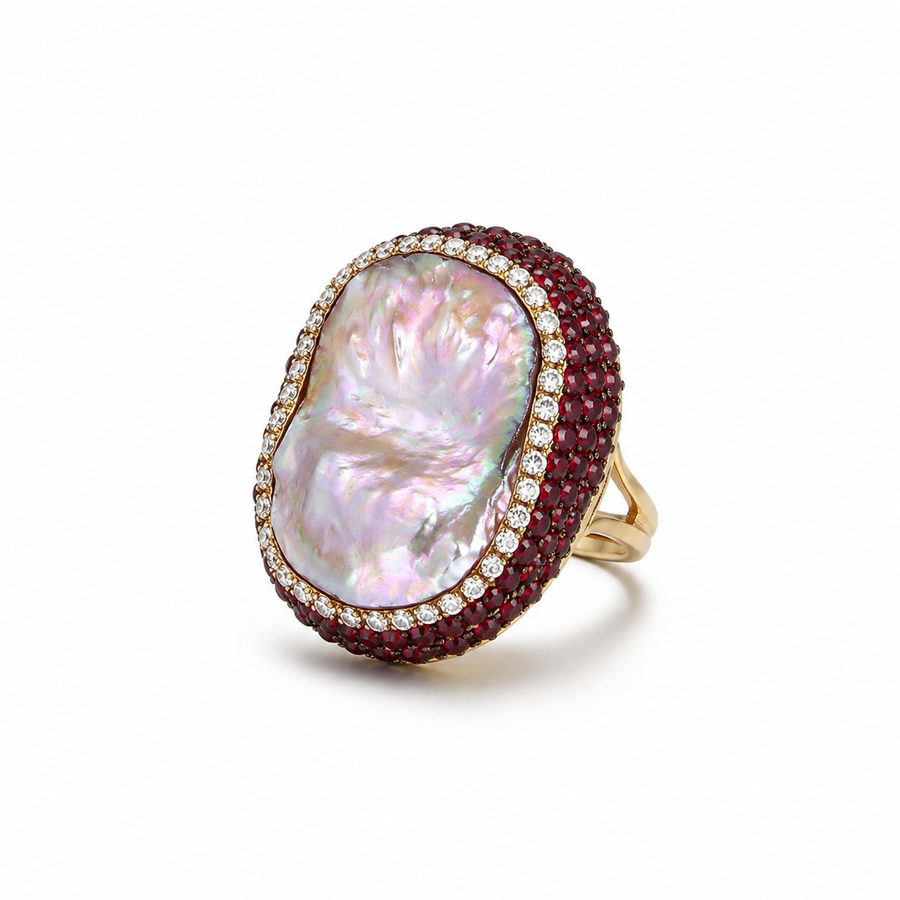 Aurelia Large Baroque Pearl Statement Ring
