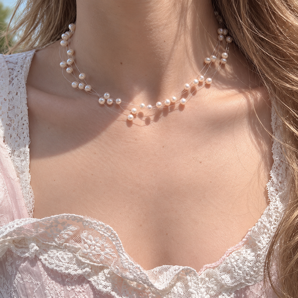 Aurora 5mm Freshwater Pearl Necklace in S925 Silver – image 2