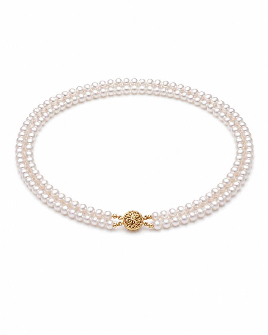 Opaline 7mm Freshwater Pearl Double-Strand Necklace in Sterling Silver