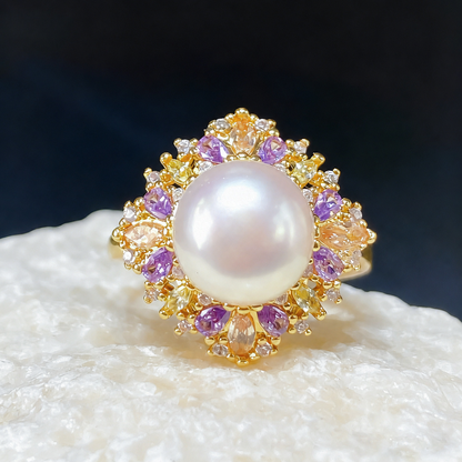 Pastel Halo Freshwater Pearl Statement Ring
