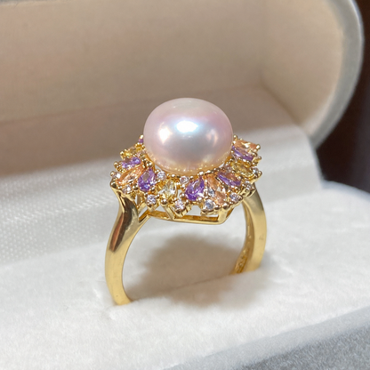 Pastel Halo Freshwater Pearl Statement Ring