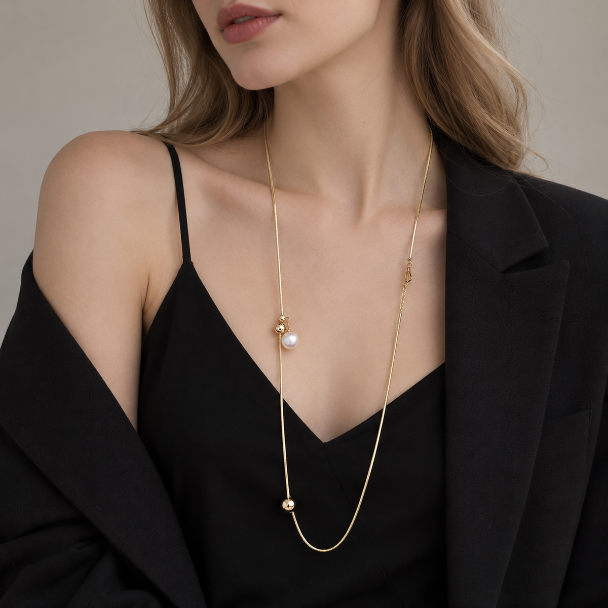 Long 10mm Freshwater Pearl Necklace in 14K Gold