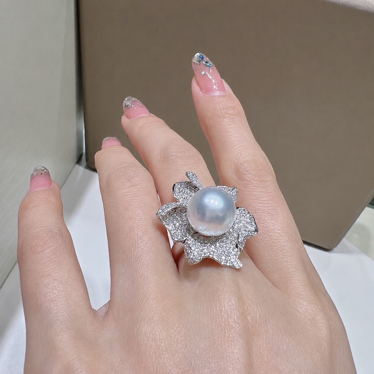 Pastel Halo Freshwater Pearl Statement Ring