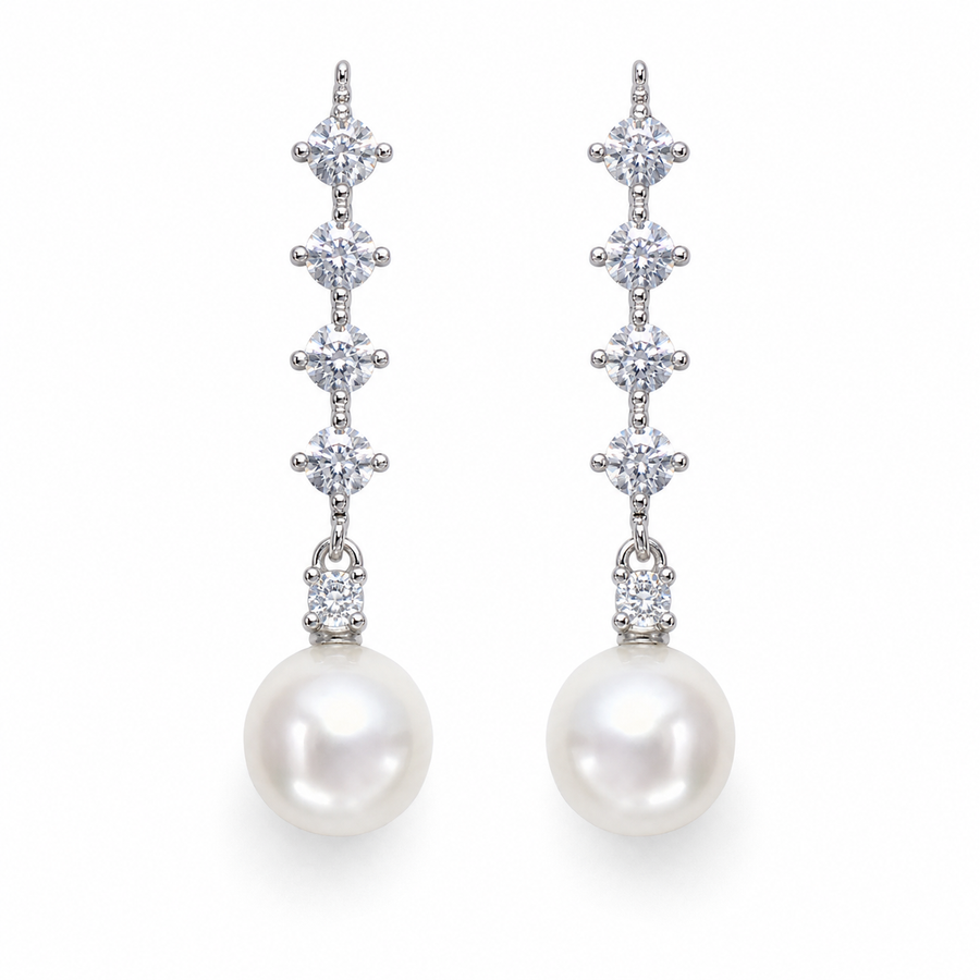 Lumière 14K Gold Freshwater Pearl Earrings with Cubic Zirconia
