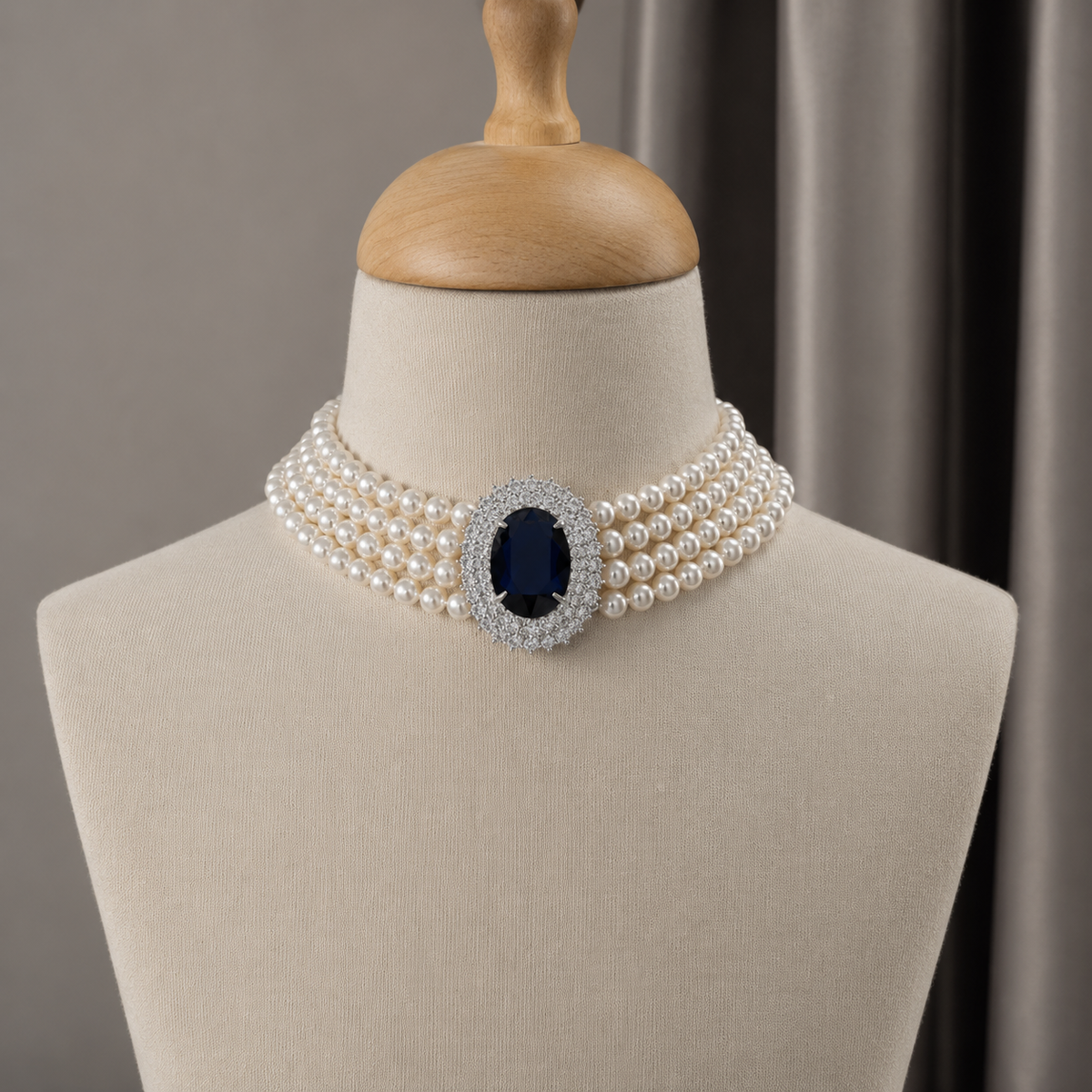 Nocturne Blue Multi-Strand Pearl Choker