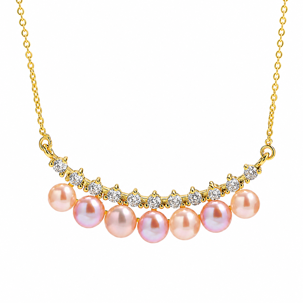 Éclat Süßwasserperlen-Collier aus 14K Gold mit Zirkonia