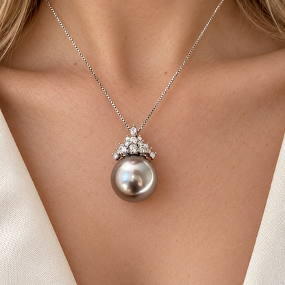 Edison 12–13mm Freshwater Pearl Necklace in S925 Silver – image 3
