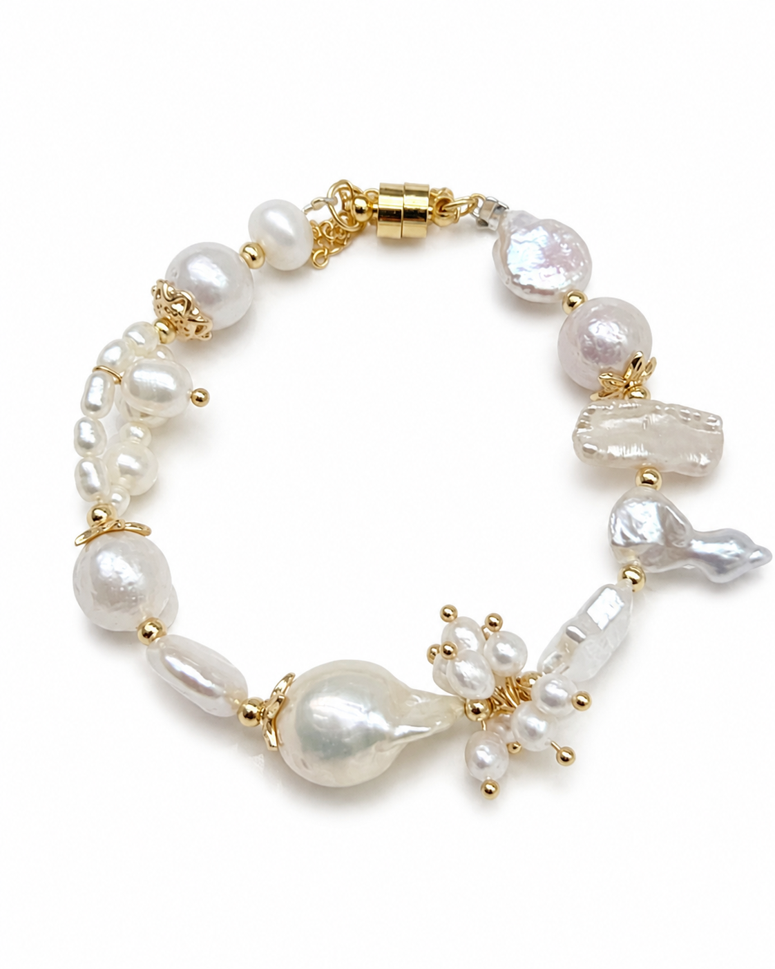 Barockperlen-Armband Damen mit Süßwasserperlen – goldfarbene Details