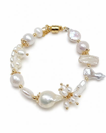 Barockperlen-Armband Damen mit Süßwasserperlen – goldfarbene Details