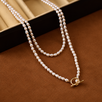 Long 4mm Freshwater Pearl Lariat Necklace in 14K Gold – image 3