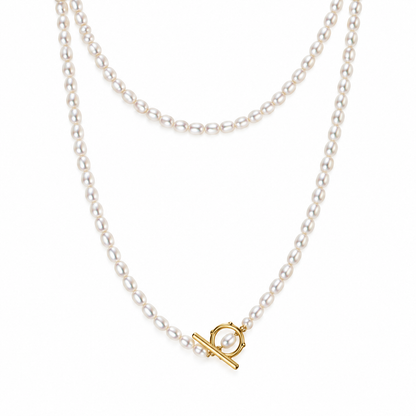 Long 4mm Freshwater Pearl Lariat Necklace in 14K Gold – image 4